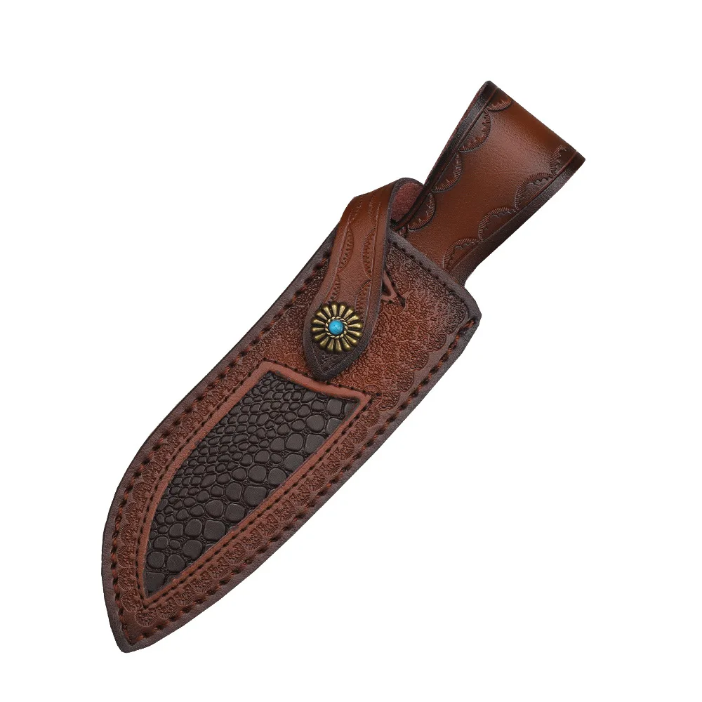 23.5X4.5CM Two-layer Cowhide  Leather Sheath Case for Fixed Blade Straight Knife Holsters Scabbard with Waist Belt Buckle