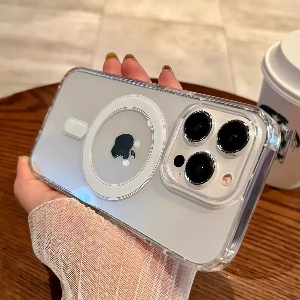 Für Magsafe Magnetische Hülle für iPhone 17 Air 16 15 14 Plus 13 12 11 Pro Max Plus Wireless Charge Transparente stoßfeste Abdeckung