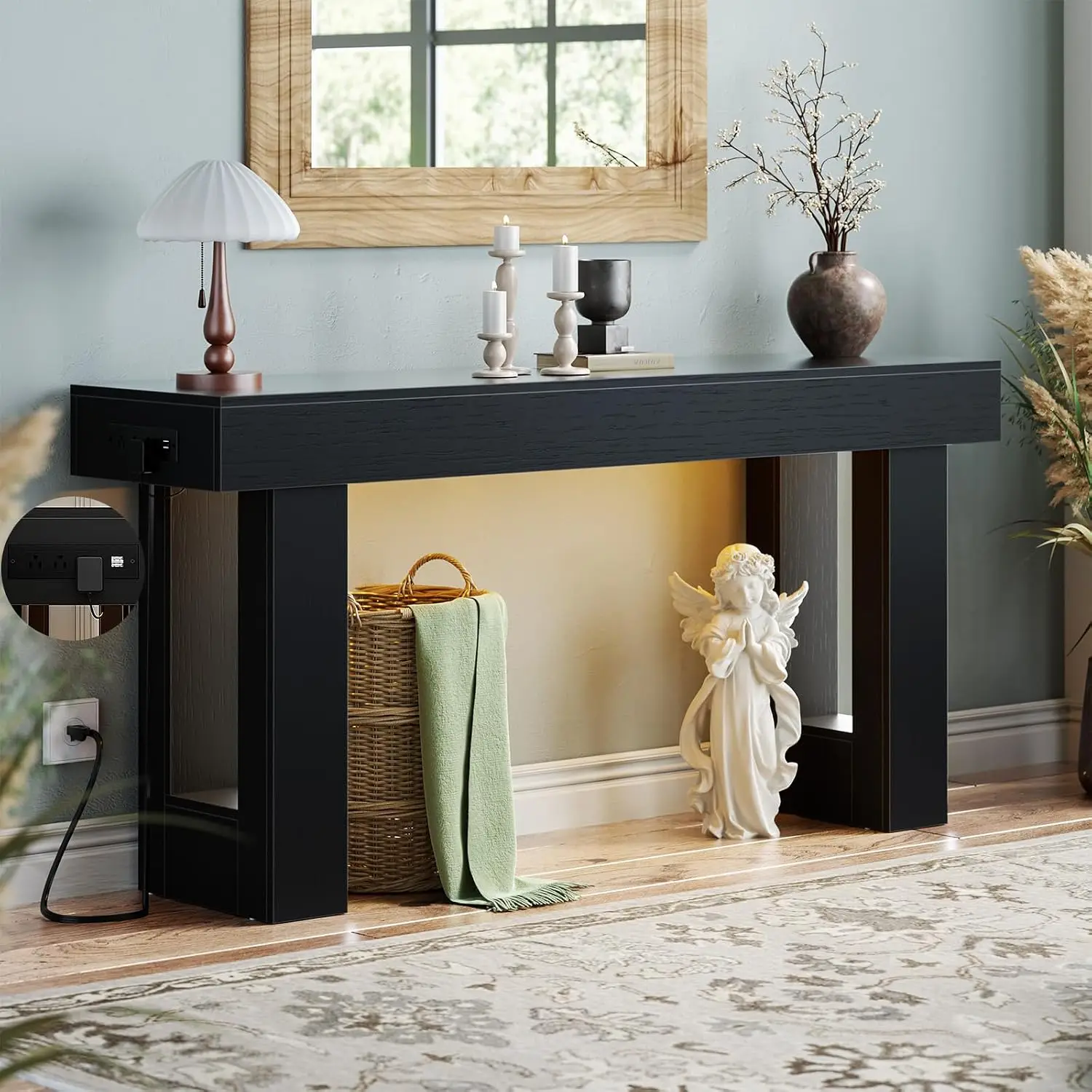 Entry Table With Sensor Light & AC Outlets & USB-C Ports, 32