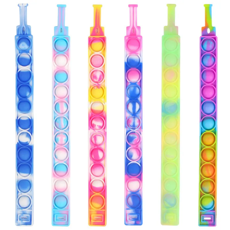 Silicone Pop It Fidget bulle Bracelet pousser bulles soulagement du Stress Fidget jouet soulager la Fatigue dépression détendre Pop cadeau pour les enfants