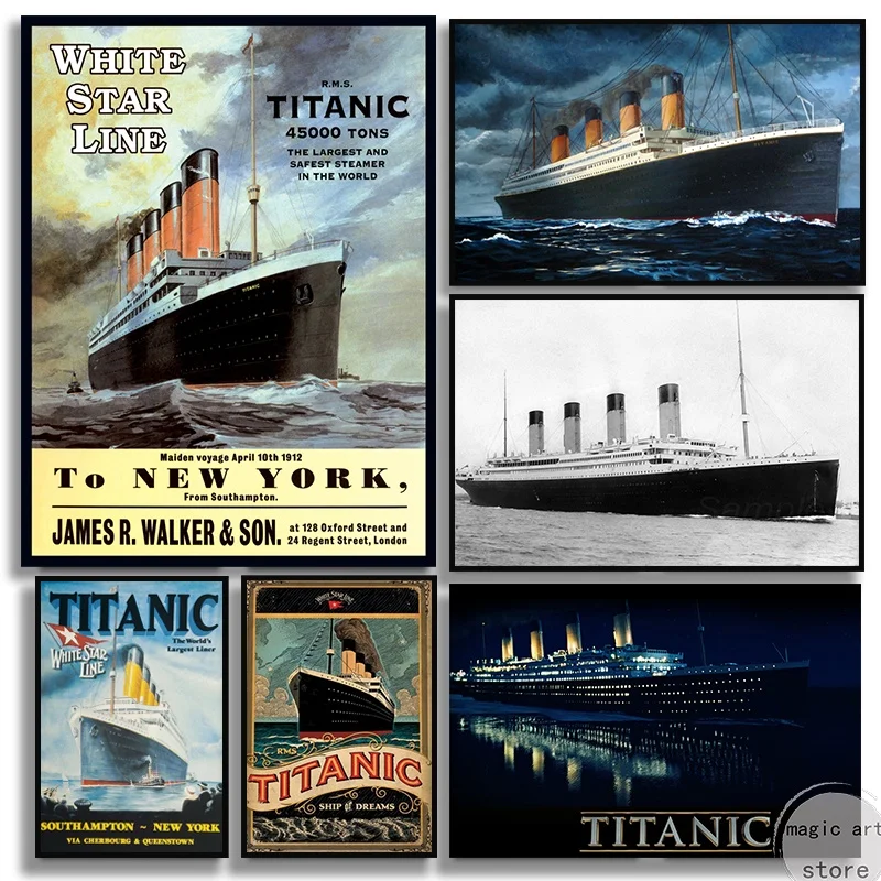 Romantic Retro The Boat Sailing In Titanic Classic Movie Art Posters Canvas Painting Wall Art Prints Pictures Home Decor Cuadros