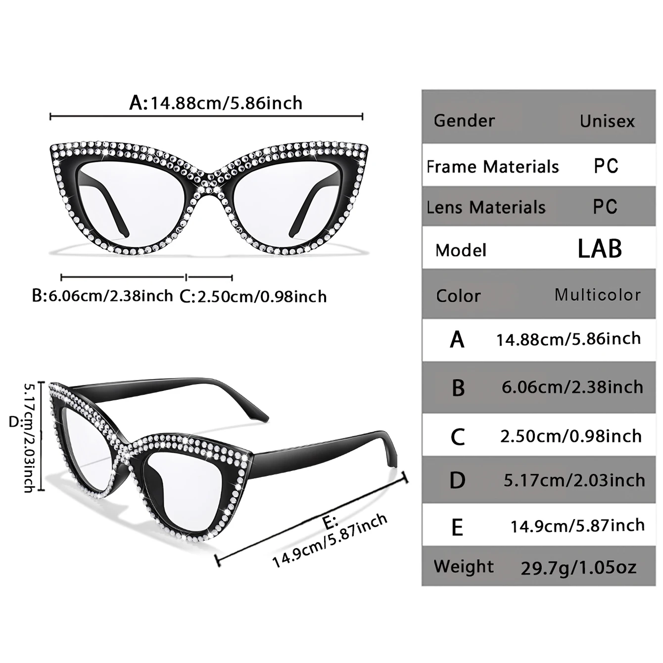 نظارات قراءة عصرية للنساء، نظارات تزيين جميلة على شكل عين القطة الماسية لقارئ المجلات وركوب الأمواج على الإنترنت