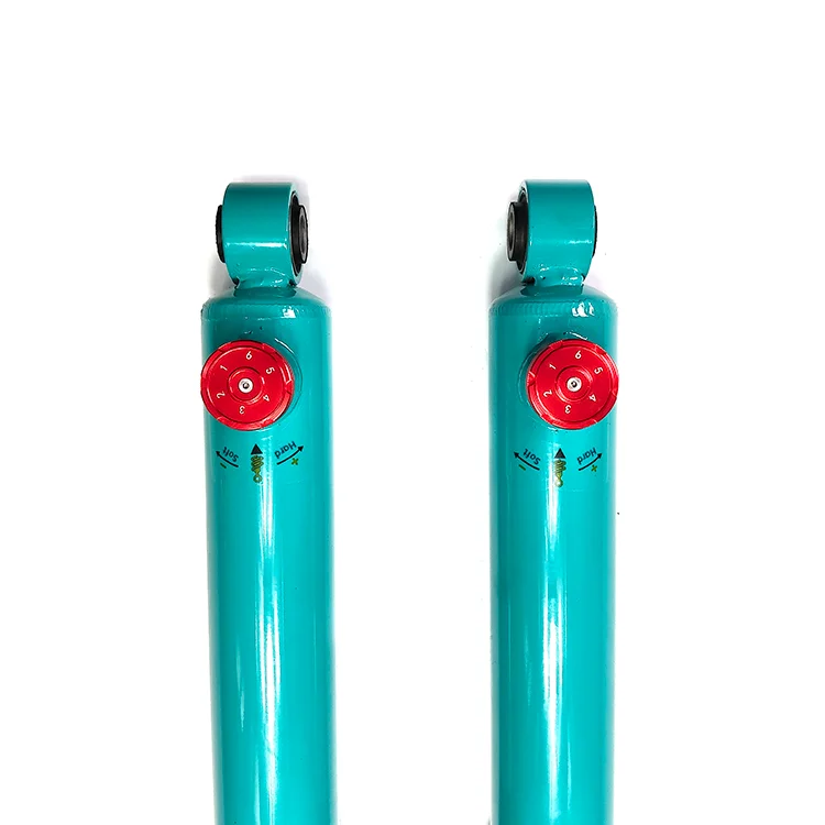 Front and Rear Tiffany Blue GMW 58mm Diameter  6-Stage Adjustable Compression Shock Absorbers with Oil Reduction Feature