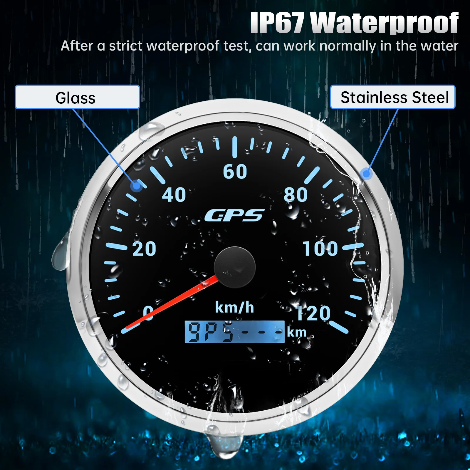 Picture 4: RYSJM 110mm 2 Gauge Set GPS Speedometer Tachometer KMH MPH RPM with 7 Colors Backlight Waterproof Combination Table for 12V 24V