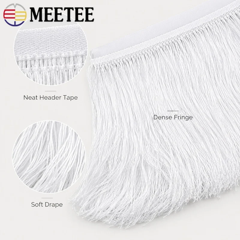 2/5/10Meters 50cm Long Fringe Trim Tassel Ribbon Polyester for Latin Dance Dress Stage Costume Dynamic Motion Sewing Decoration