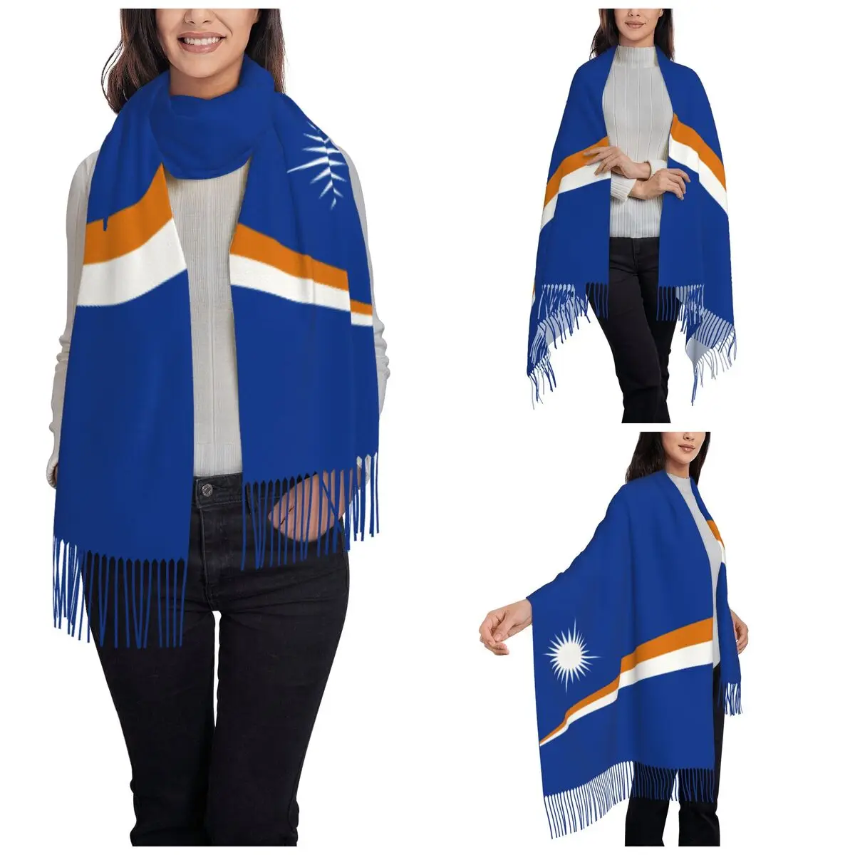 The Republic Of The Marshall Islands Shawls Wraps Womens Winter Warm Long Soft Scarf Pashmina Tassel Scarves