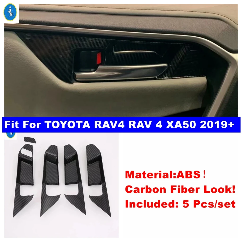 

Inner Door Pull Handle Hand-clasping Bowl Cover Trim For TOYOTA RAV4 RAV 4 XA50 2019 - 2023 Carbon Fiber Interior Accessories