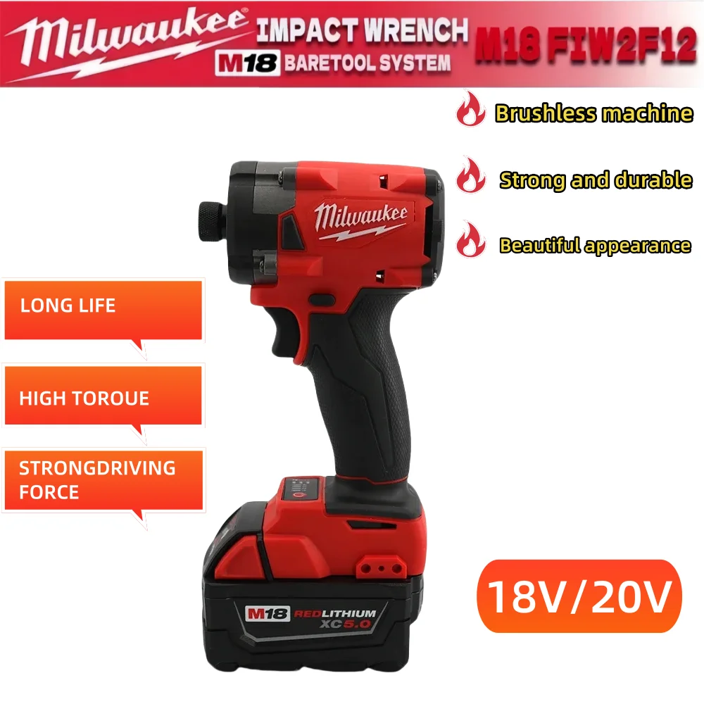 

Original 100%Milwaukee2855-20 brushless 18V Milwaukee portable lithium battery 1/2 impact wrench M18 FIW212 power tool.
