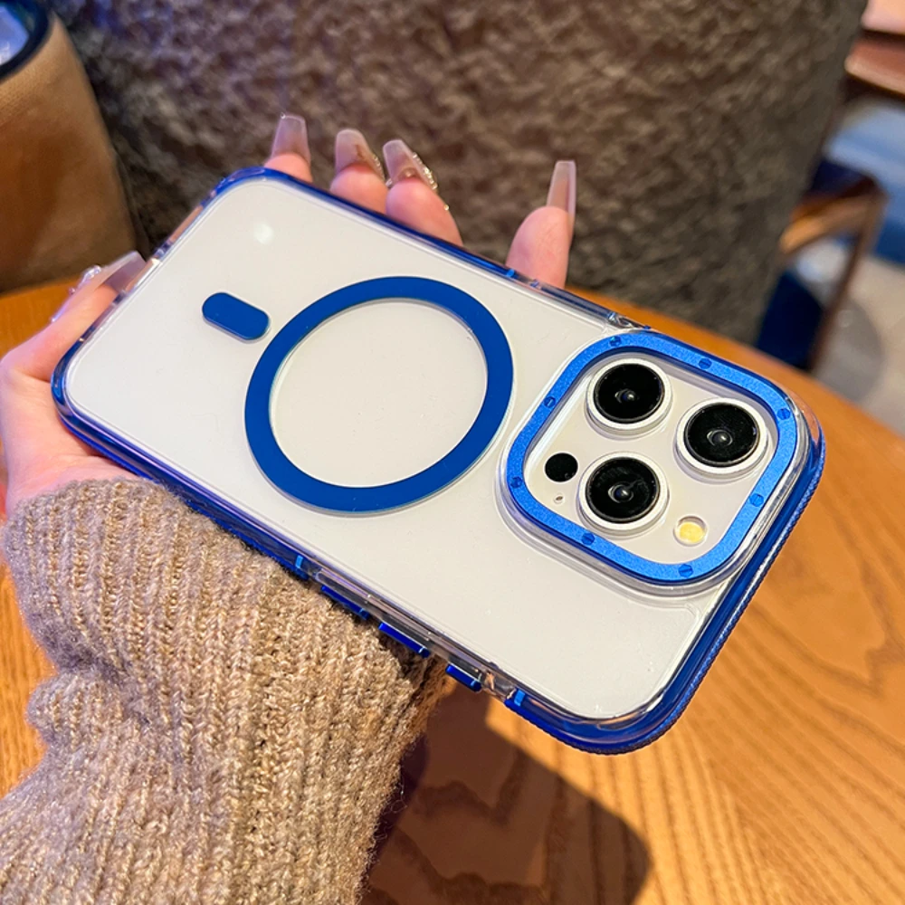 Anti Slip Airbag Luxury Magsafe Phone Case Suitable for IPhone 15 14 13 12 11 Pro Max plus Magnetic Wireless Charging Cover