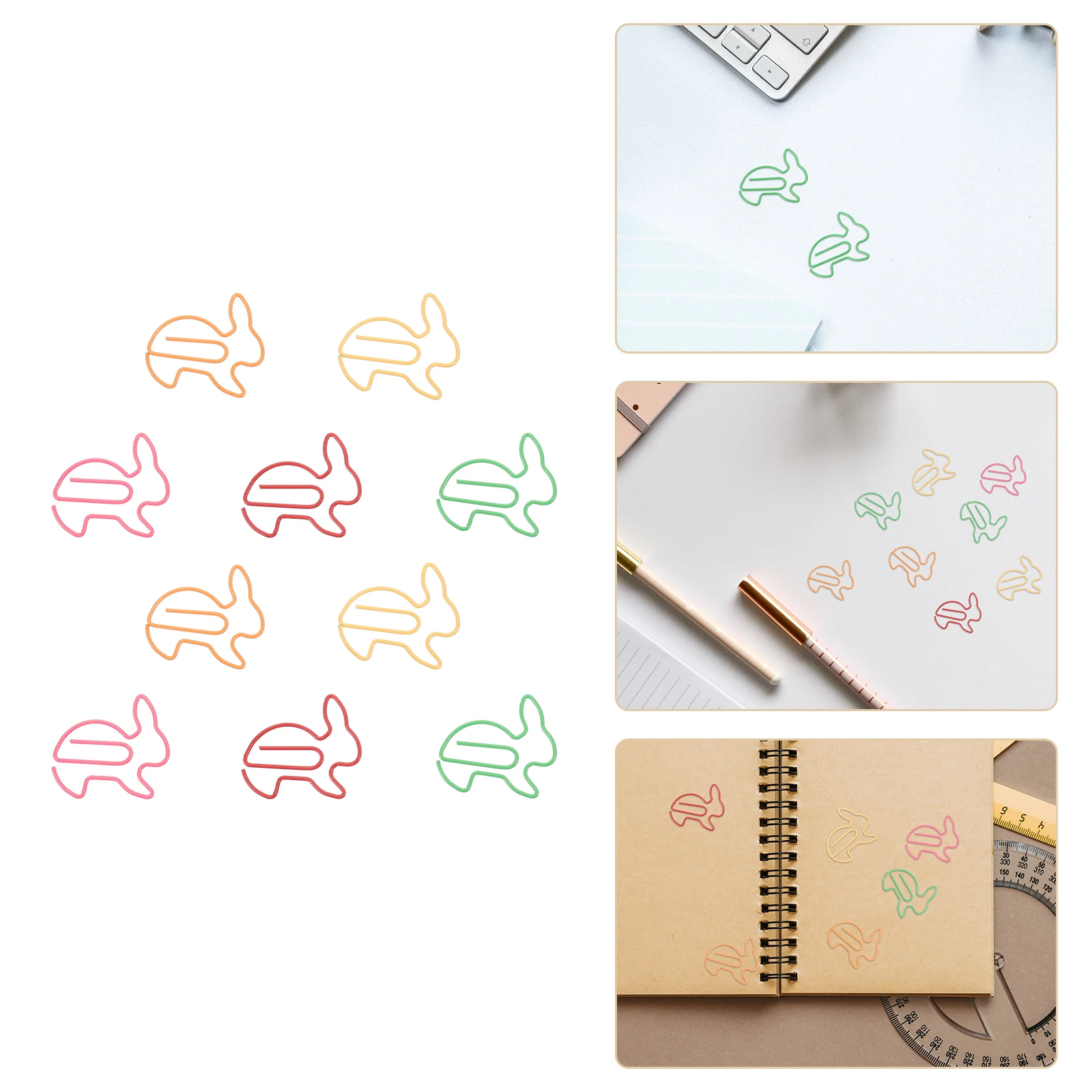 20 шт., скрепки для бумаг в форме кролика, креативные булавки в форме кролика для офиса, фото, заметки, зажимы для закладок, зажим для закладок, разные цвета