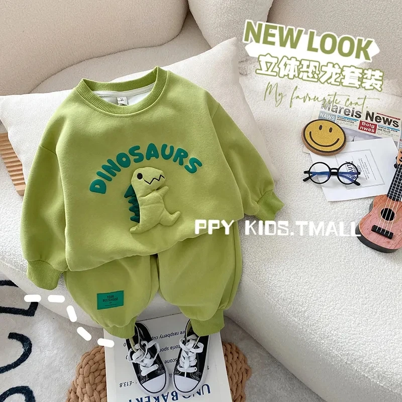 

Kids Clothing Sets 2023 Boys Clothes Dinosaur Letter Long-Sleeved Blouse + Trousers 2pcs Sets Clothes For Kids Girl