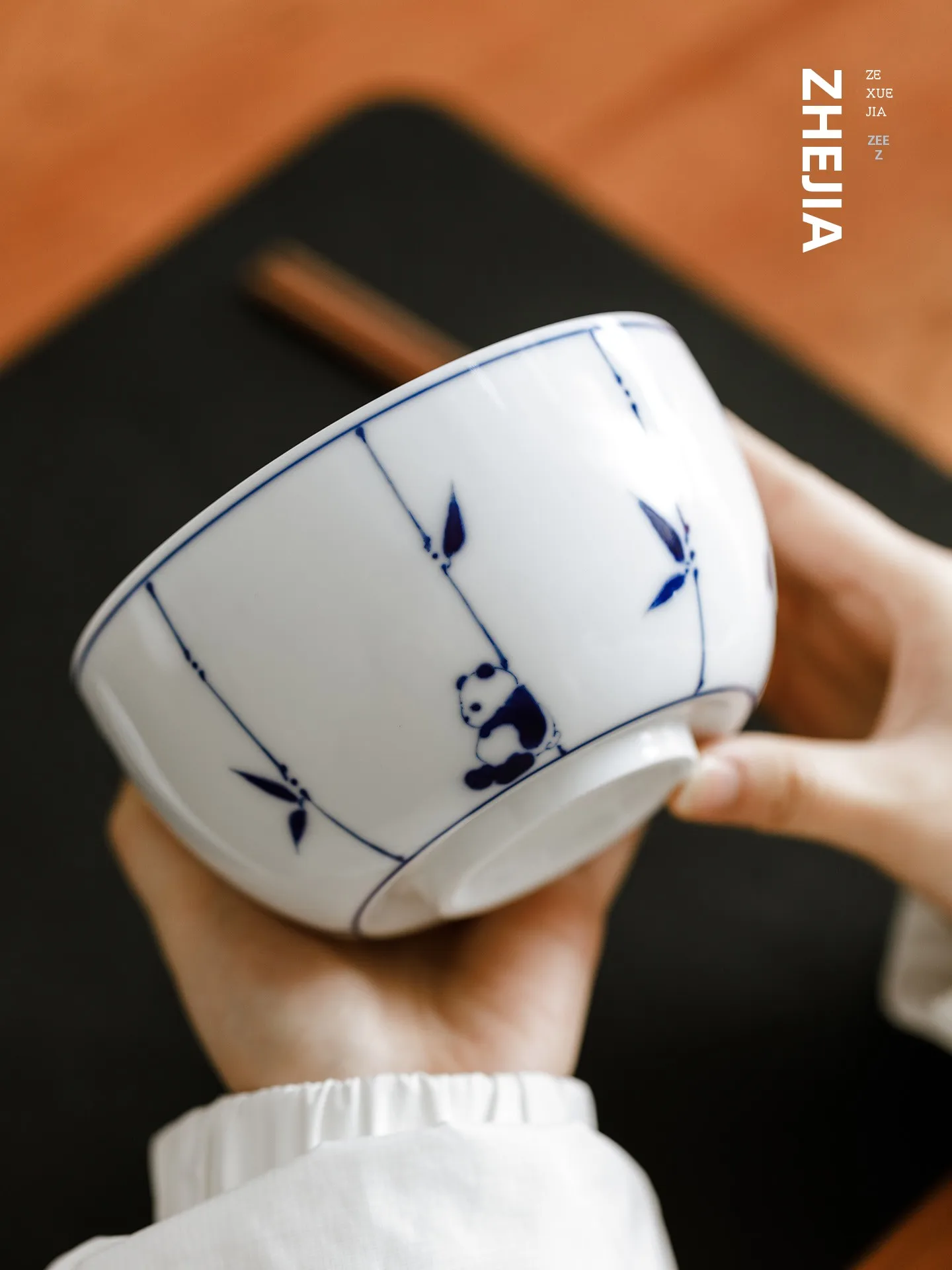 Hand-Painted Ceramic Rice Bowl Jingdezhen Beautiful Dinnerware Set Personal Specialty Bowl Household Use Cute Panda Design