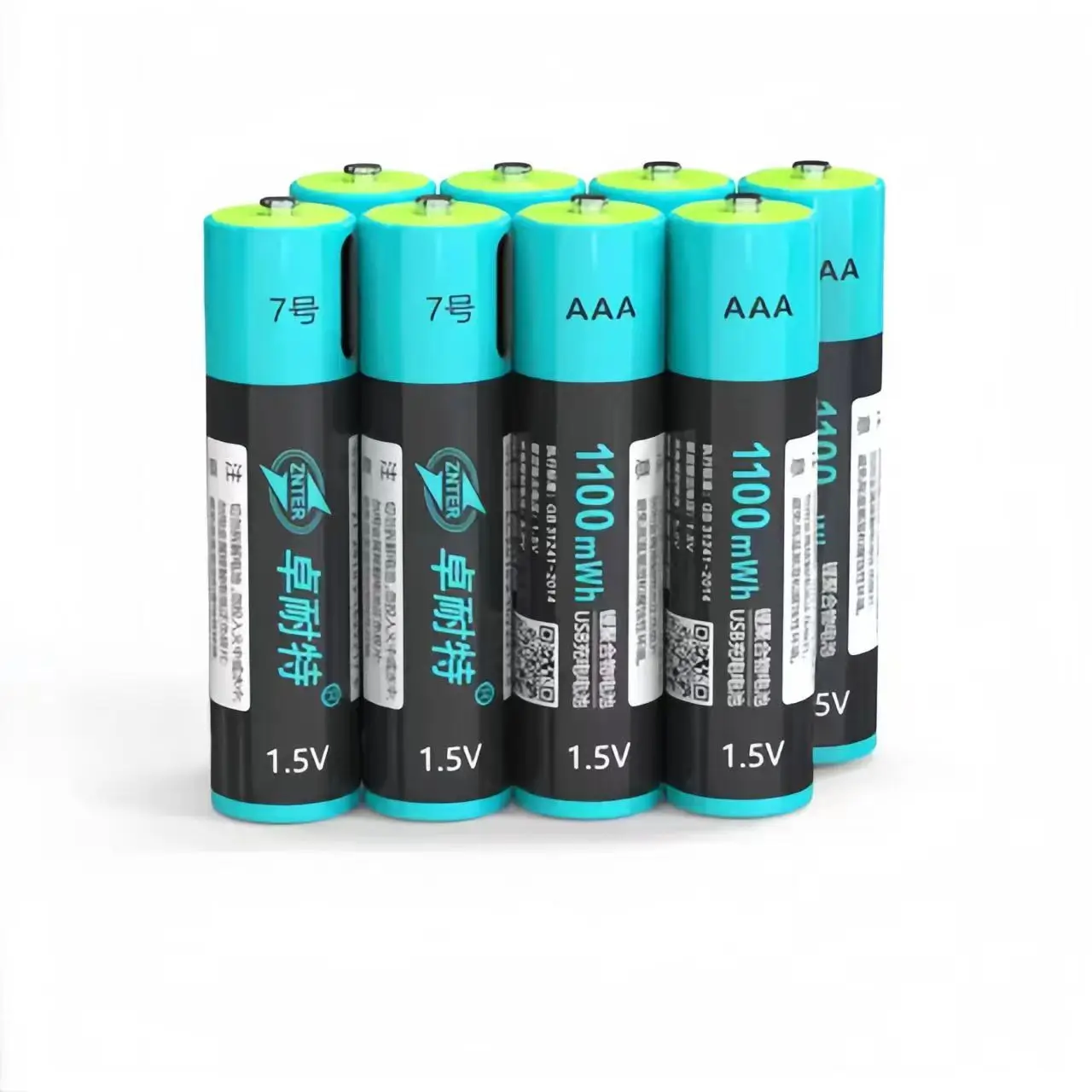 

ZNTER-AAA Rechargeable Battery, Lithium Polymer Battery, Fast Charging via Micro USB Cable, 1.5V, 1100mWh, 8 PCs/Lot