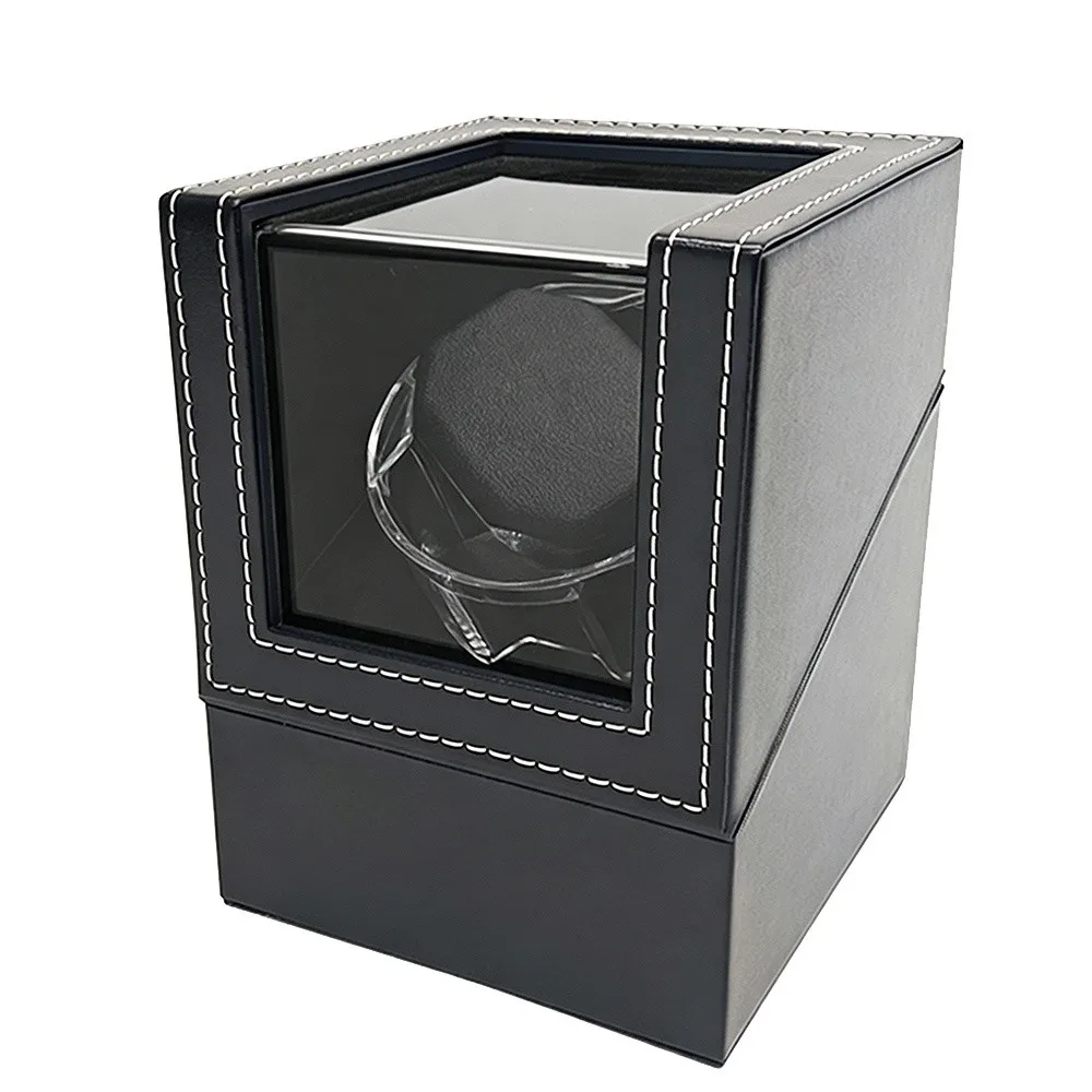 3 Gear Winder Watch Box Black 12*12.8*15.8cm Automatic Watch Winder with UNIVERSAL USB Cable Adjustable Memory Pillow
