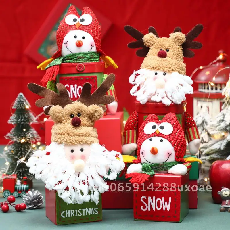

Christmas Eve Apple Packaging Box Creative Gift Bag Featuring Santa Claus Snowman & Moose Ideal Small Candy Jar Holder