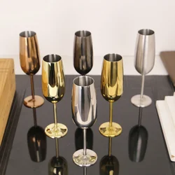 2/4pc 260ml stainless steel 304 Champagne glass saloon Restaurant KTV tall glass Creative European light luxury wine glass