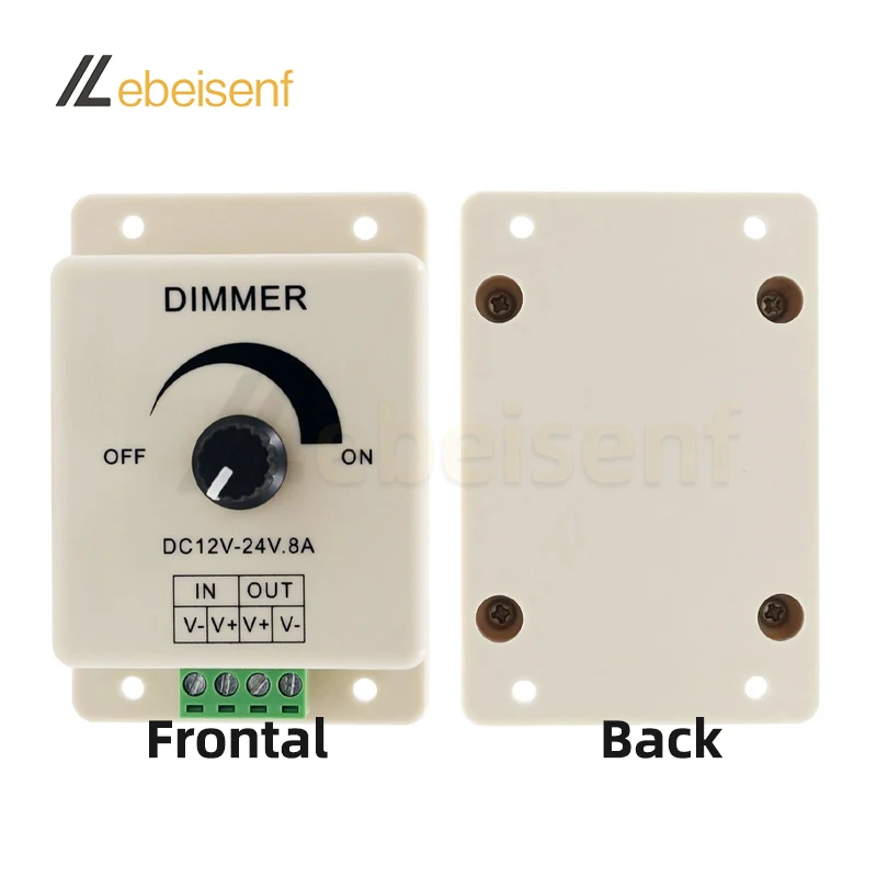 New LED Dimmer Knob Switch DC 12V 24V 8A Adjustable Brightness Lamp Bulb Strip Driver Single Color Light Power Supply Controller