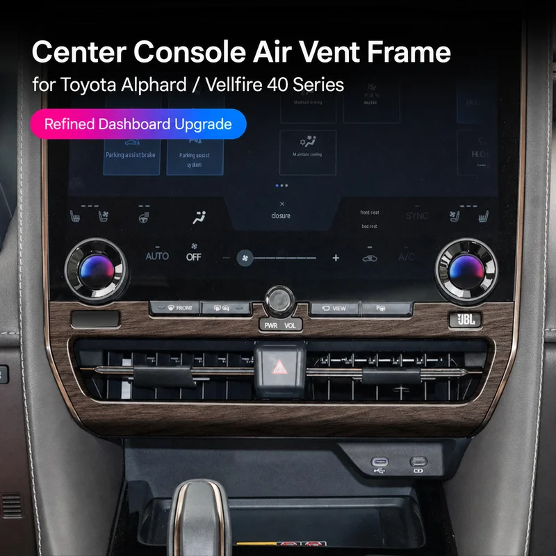 Car Center Console Air Vent Frame for Toyota Alphard Vellfire 40 Series ABS Dashboard Trim Cover Interior Decoration Sticker