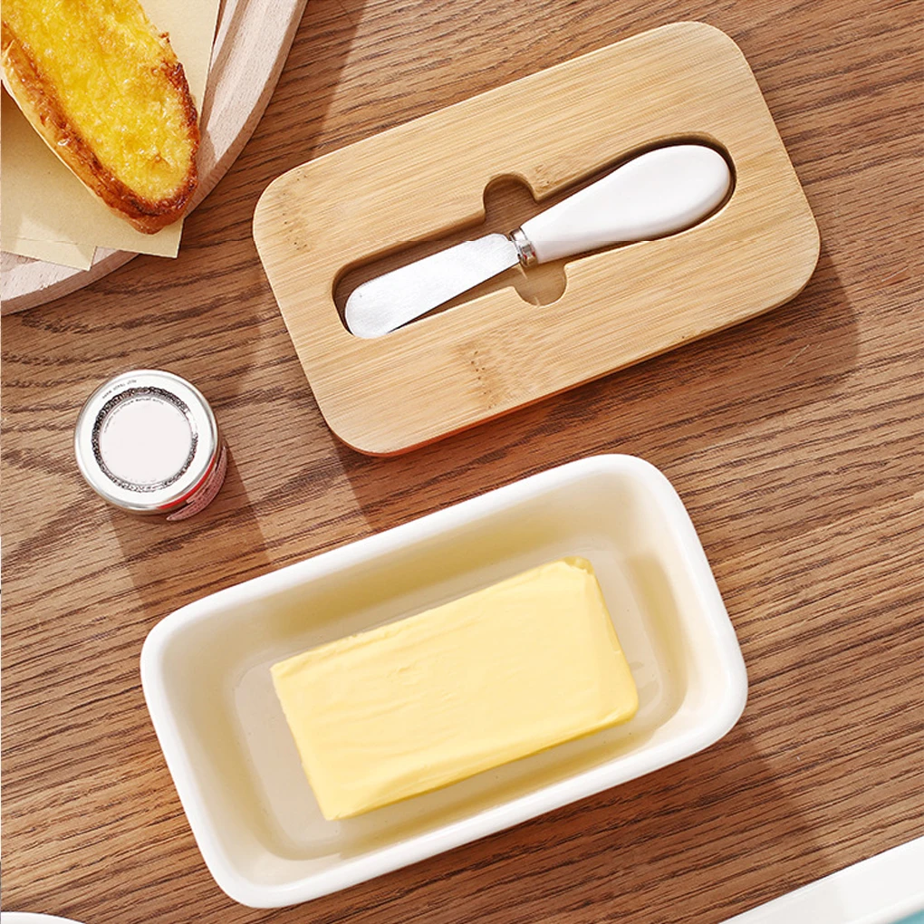

Butter Storage Box with Slicer Ceramic Refrigerator Cheese Holder Case Organizer Food Container Reusable Fridge Organizing