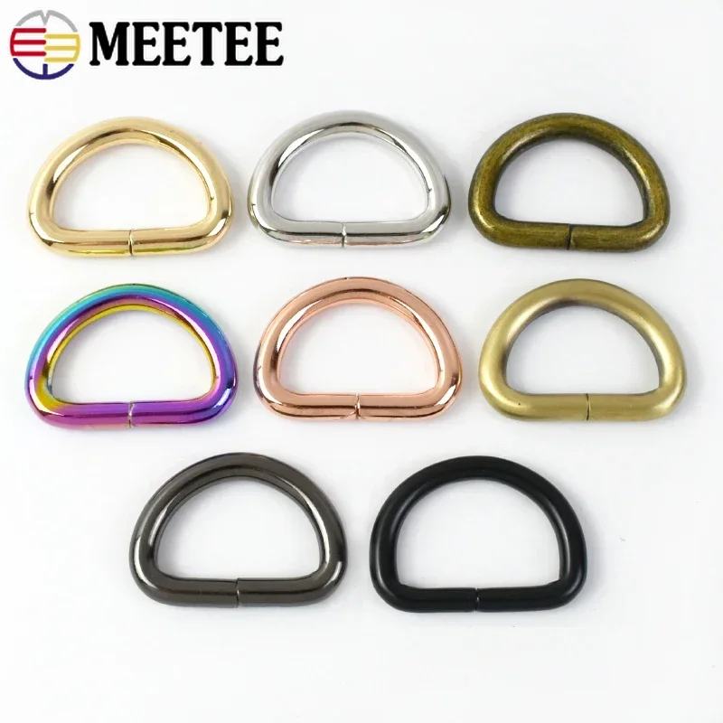 50pcs Meetee 12-50mm D Ring Metal Buckles for Webbing Bag Strap Adjuster Buckle Dog Collar Clasp Diy Hardware Accessories