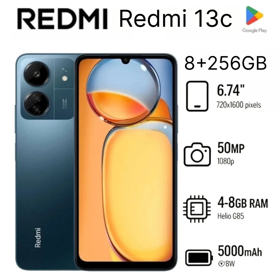 2026 All-New Redmi 13C Global Edition Smartphone, 8+256GB, 6.74-inch Display, Large-Capacity 5000mAh Battery, Long Battery Life