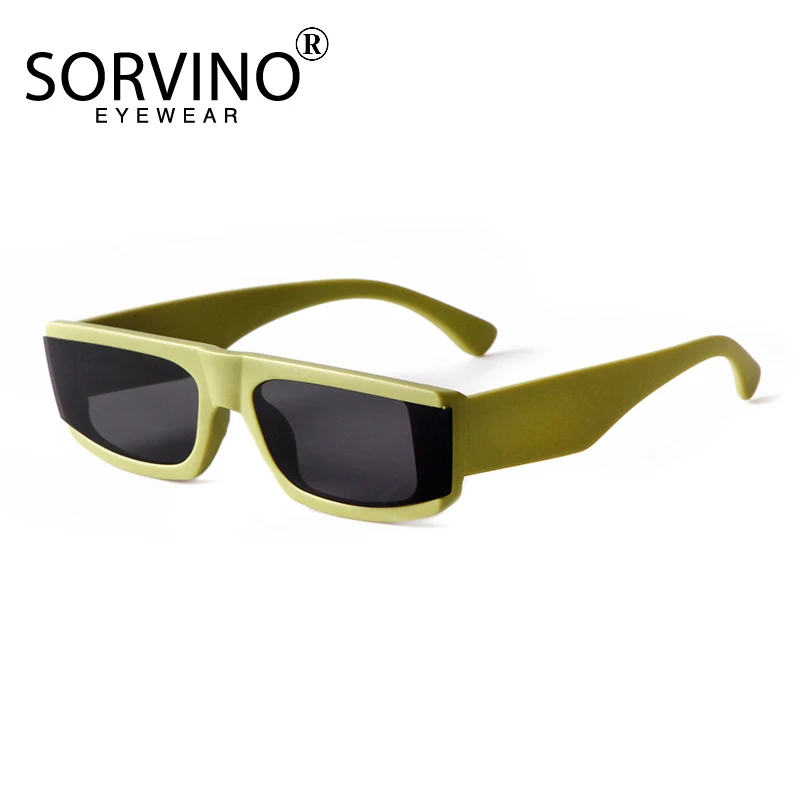 SORVINO Green Frame Rectangular Sunglasses Fashion Square Women Men Sun Glasses Brand Design Trendy UV400 Shades Eyewear UV400