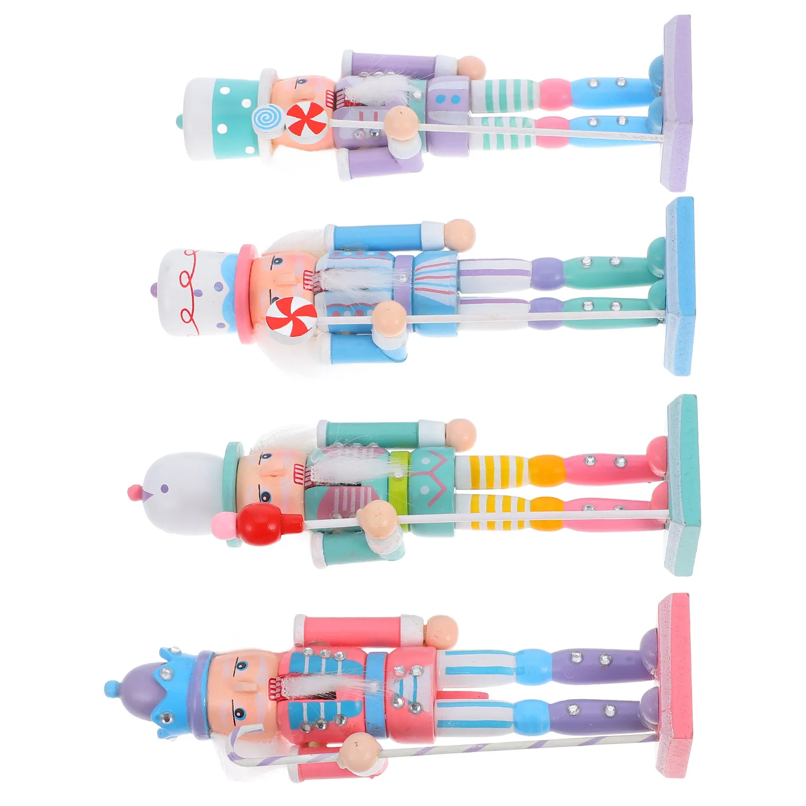 

4Pcs Wooden Nutcracker Xmas Decoration Traditional Nutcracker Soldier Ornament for Home Fireplace Desktop Christmas