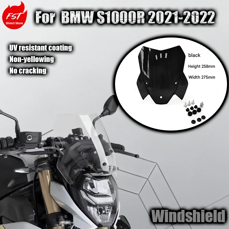 

For Suitable for BMW S1000R 2021-2022 model windshield modification sporty windshield visor and windshield lens