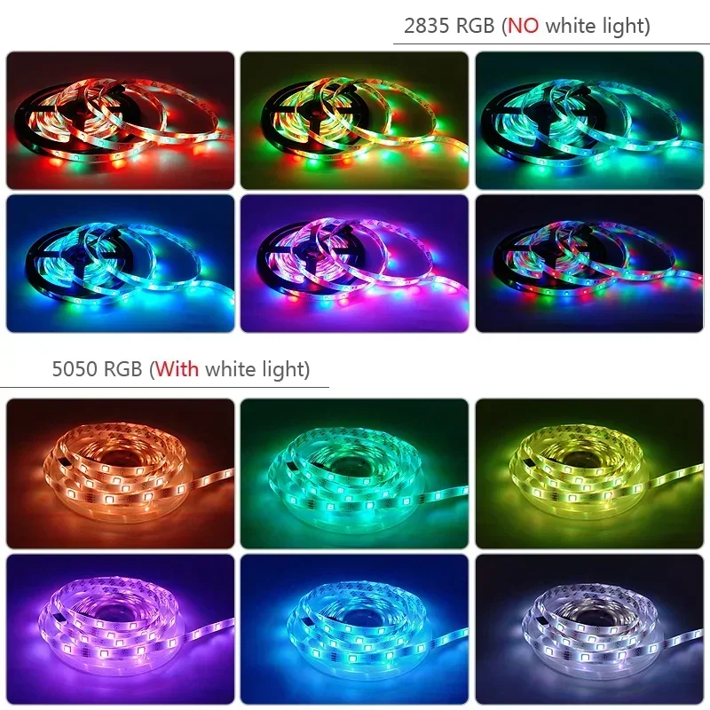 Lampu setrip LED 5050 RGB, lampu setrip Led WiFi, pita fleksibel berubah warna, dekorasi ruangan pencahayaan Led Diode dengan colokan EU