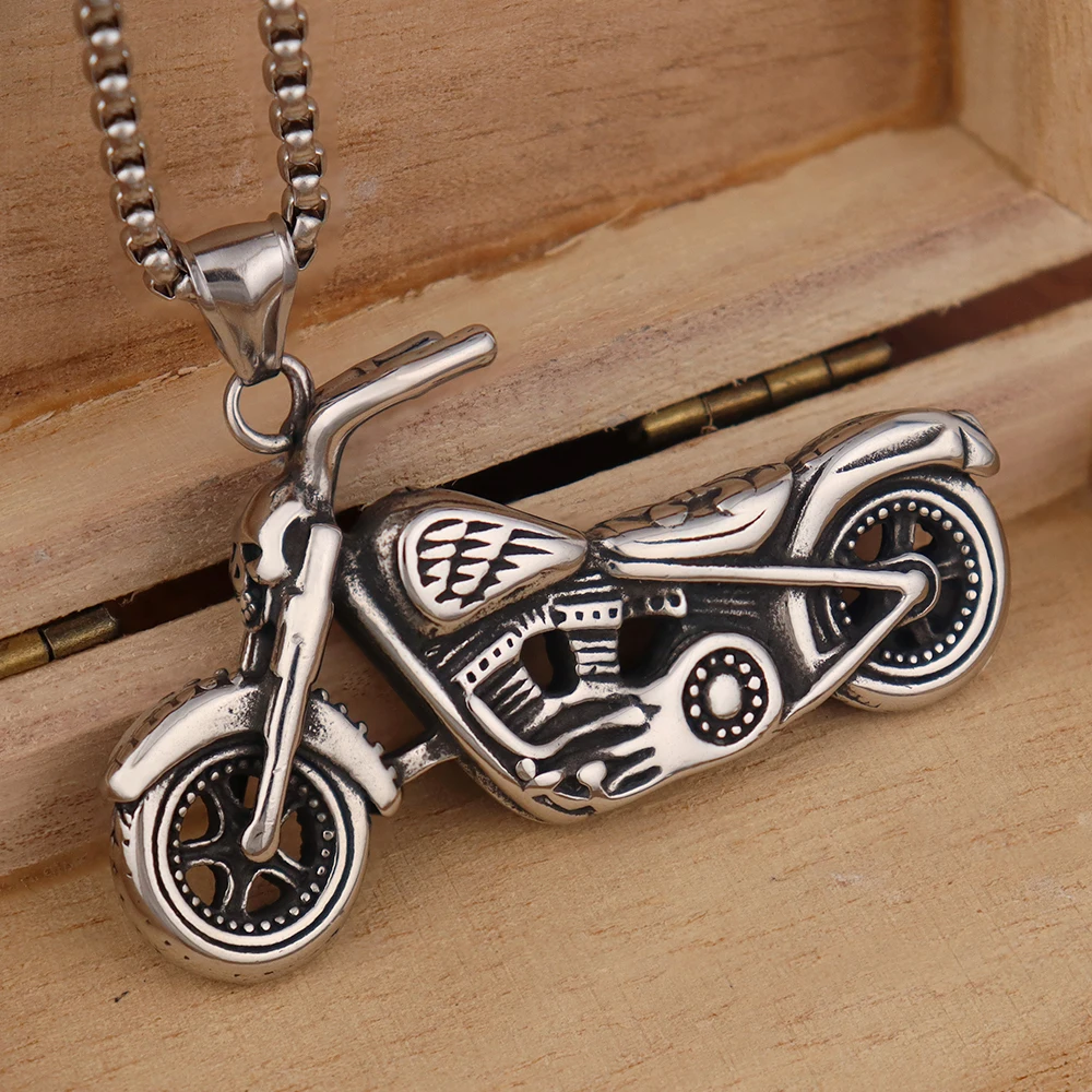 

Punk Rock Biker Pendant Popular 316L Stainless Steel Daryl Dixon Motorcycle Necklace Personality Men's Jewelry Gift Dropshipping