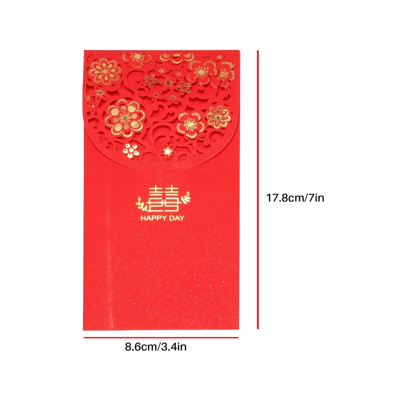 10Pcs Chinese Rode Enveloppen Lucky Geld Enveloppen Bruiloft Rood Pakje Voor Nieuwjaar Wedding (7X3.4 In)