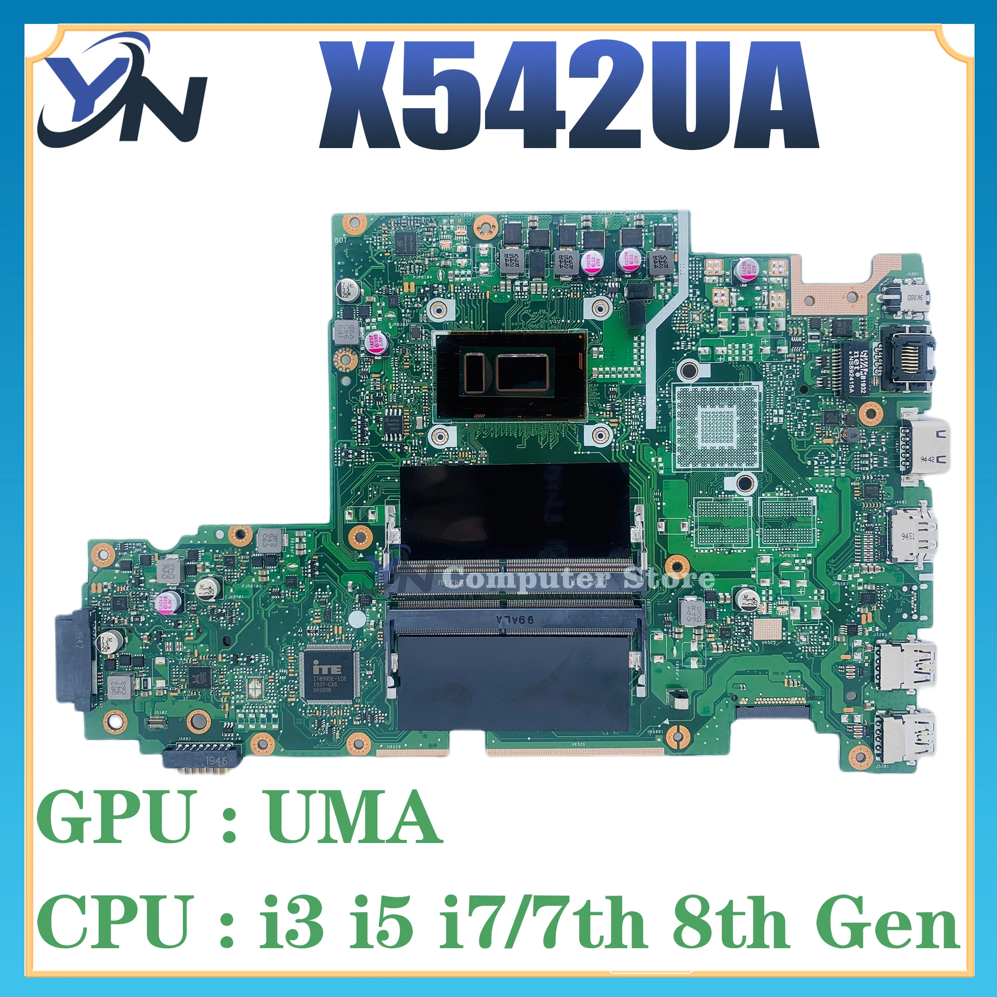 Notebook X542UN Mainboard X542U X542UR X542URR X542UQ X542UF X542URV X542UA Placa-mãe portátil I3 I5 I7 UMA/930MX/940MX/MX150