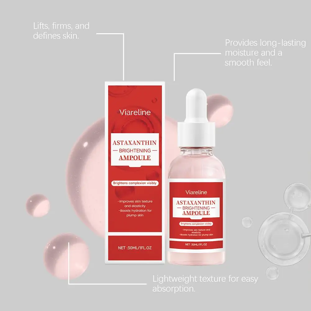 30 مللي فيارلين أستازانتين اشراق أمبولة تحسين نسيج البشرة بشكل واضح ترطيب البشرة جوهر أصلي العناية بالوجه