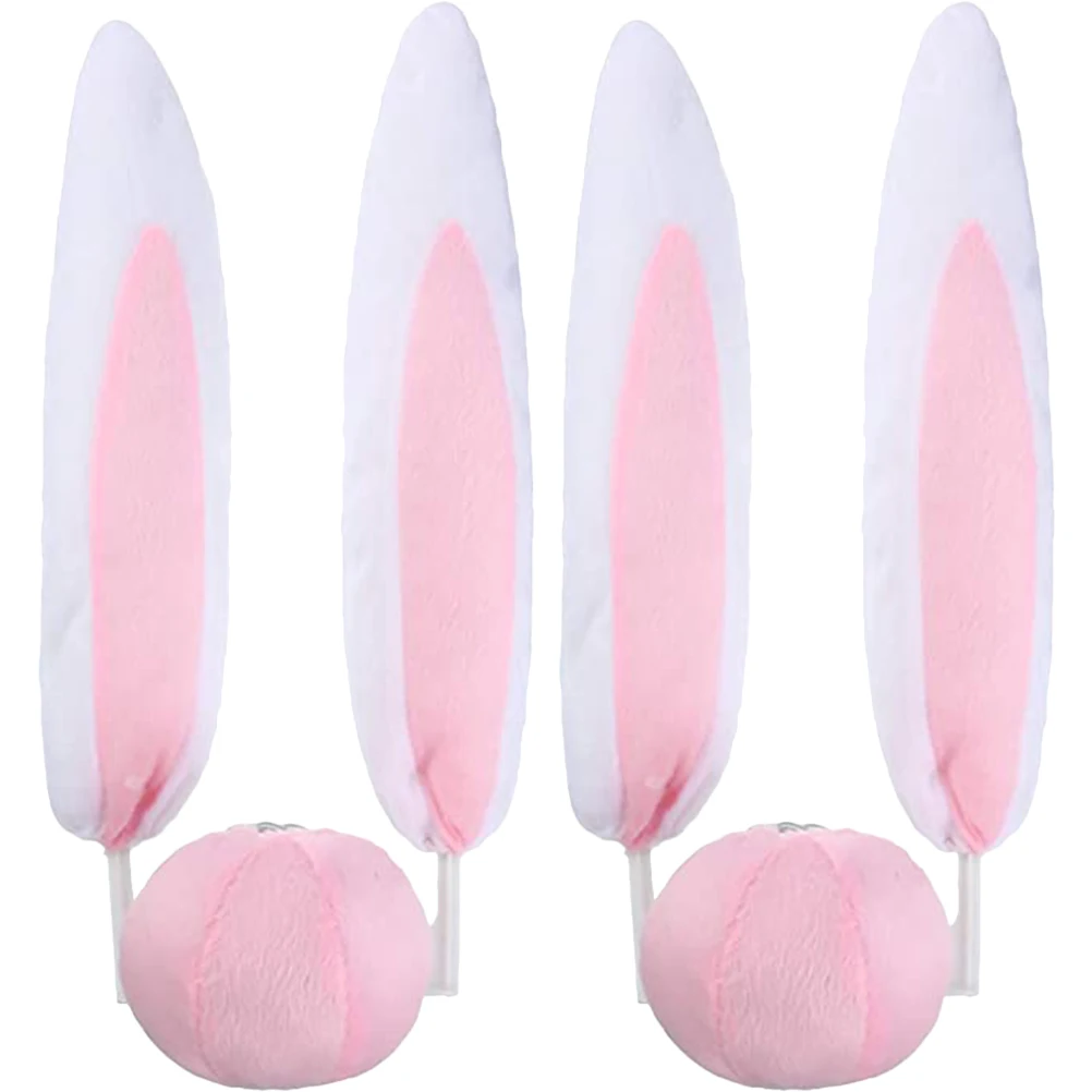 

2 Sets Cloth Bunny Ear Ears Car Decoration Durable Material New Year Accessories Cute Bunny Ornament for Vehicle