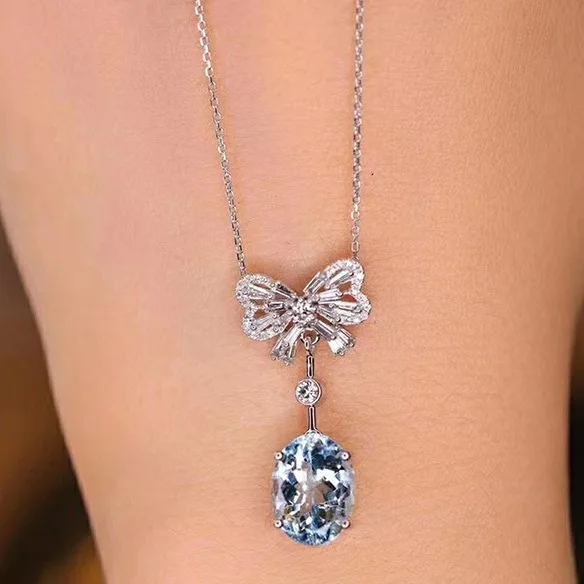 

Версия тяжелой промышленности Лук Синий Морской Синий Сокровище Простой и модный темпераментный аксессуар в стиле кисточки