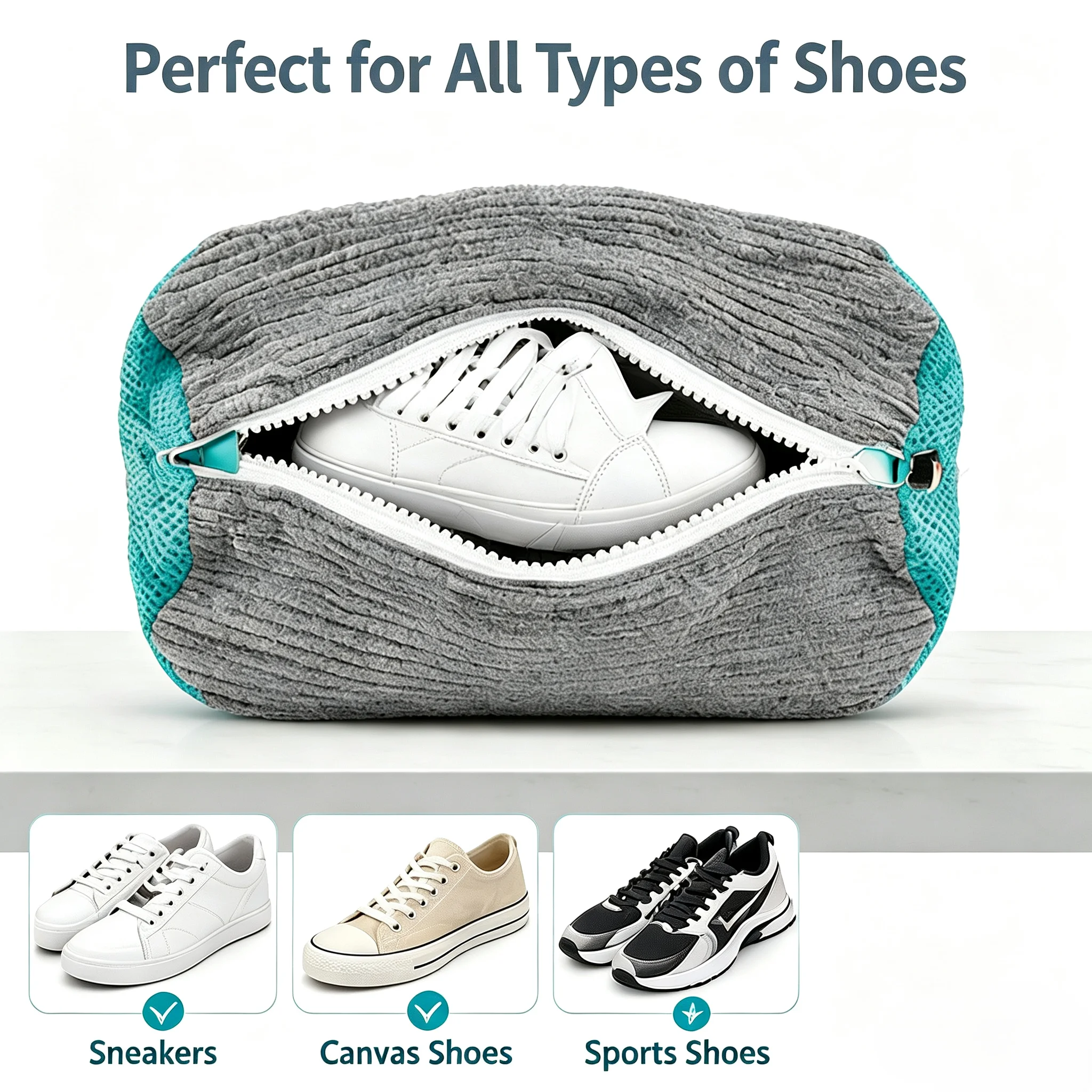Multi‑use Shoe Laundry Washing Bag Built‑in Microfiber Cleaning Particles Reusable Sneaker Wash Pouch Household Shoe Clean Tool For Washer