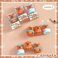 1Pcs Kawaii Aesthetic Stationery Office Supplies Cartoon Capybara Rubber Erasers Cute Three-dimensional Rubber Erasers Gift