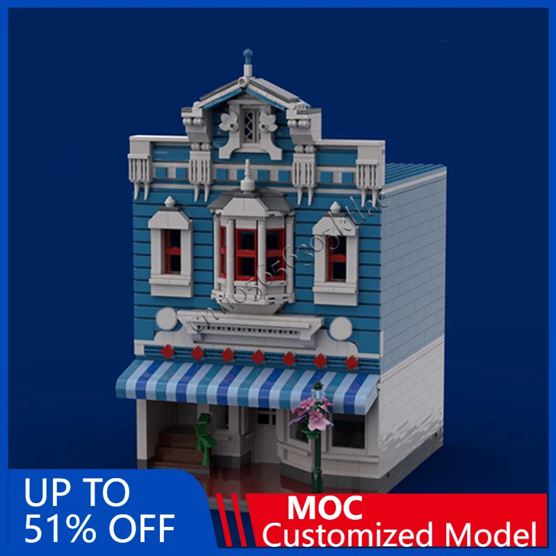 1366 PCS City Street Scene  Magic Kingdom Confectionary MOC Customize Modular Building Block Popular DIY Christmas Toy Gift