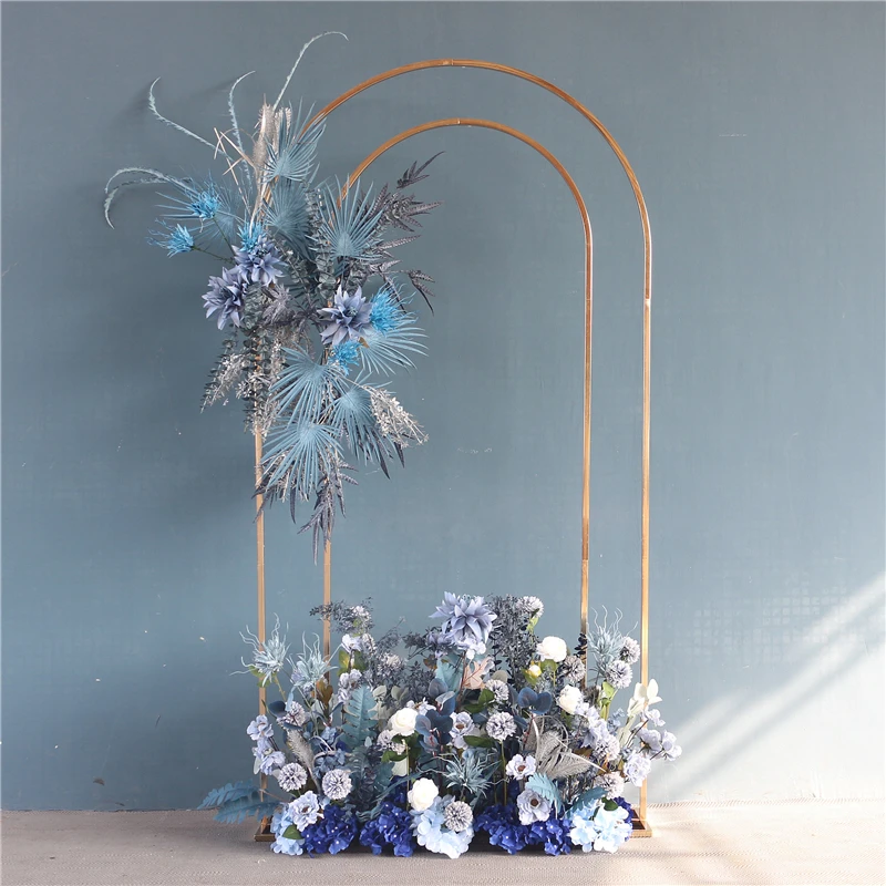 

Outdoor Wedding Iron Double Arch Flower Fabric Sash Display Rack Door Frame Birthday Party Backdrops Welcome Sign Balloons Stand