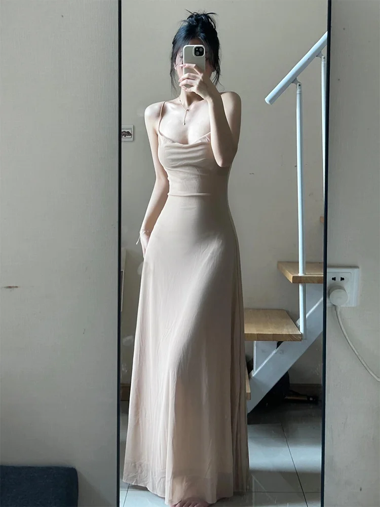 

XZY Sexy Slim Fit Strap Dr Women's Summer Beach Vaion Beach Skirt Casual Sle Polyester Fiber Long Dr without Sve