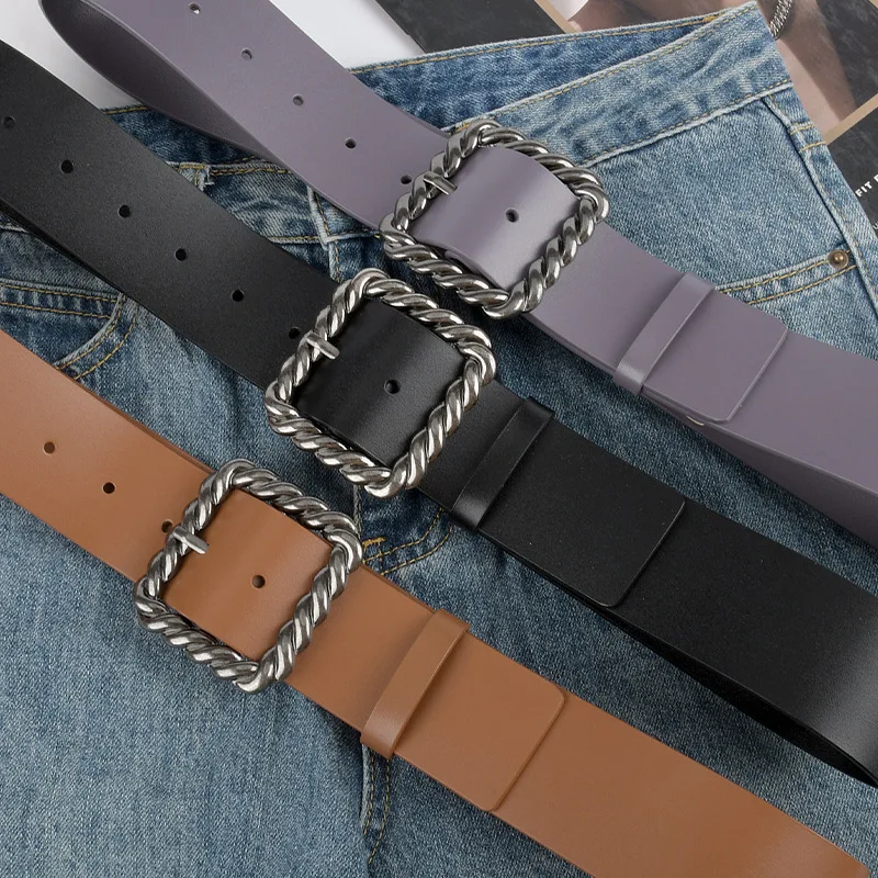

Women's Fashion Genuine Leather Wide Belt Versatile Jacket Sweater Windbreaker Waist Belt