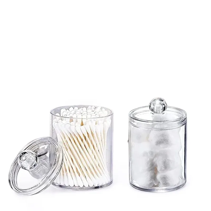 Transparent Cotton Swab Storage Box Makeup Organizer Acrylic Storage Box Cotton Swab Cosmetic Box Bathroom Bedroom Storage