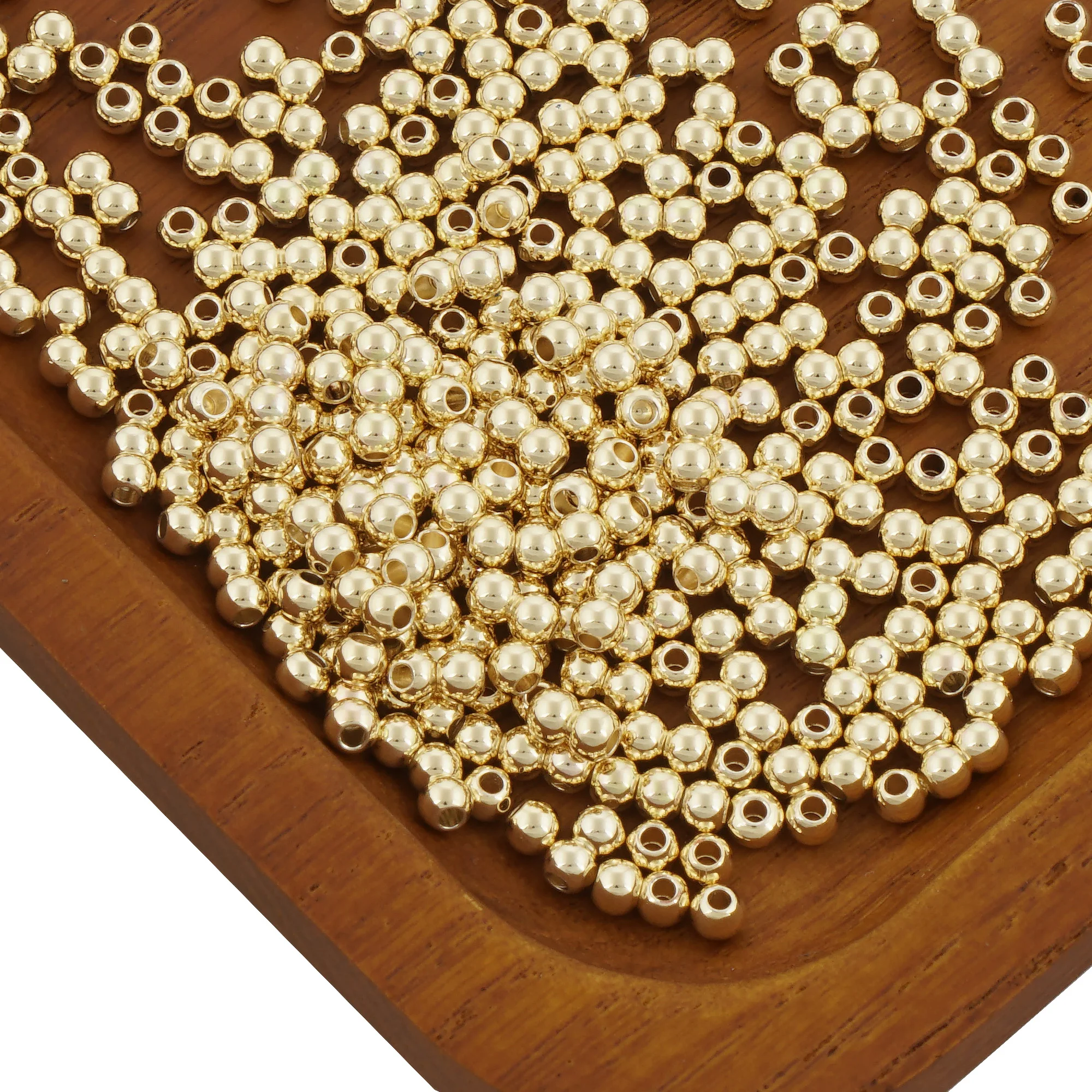 50pcs Gold Filled Ball Spacer Beads For Bracelet Jewelry Making,Multi Sizes,2-6mm,Wholesale-104029