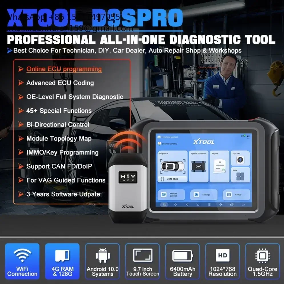 XTOOL D9S PRO EU Version WIFI Diagnostic Tool,Topology Map,ECU Programming Automotive Scanner,VAG Guided,45+Reset FCA/CANFD/DOIP