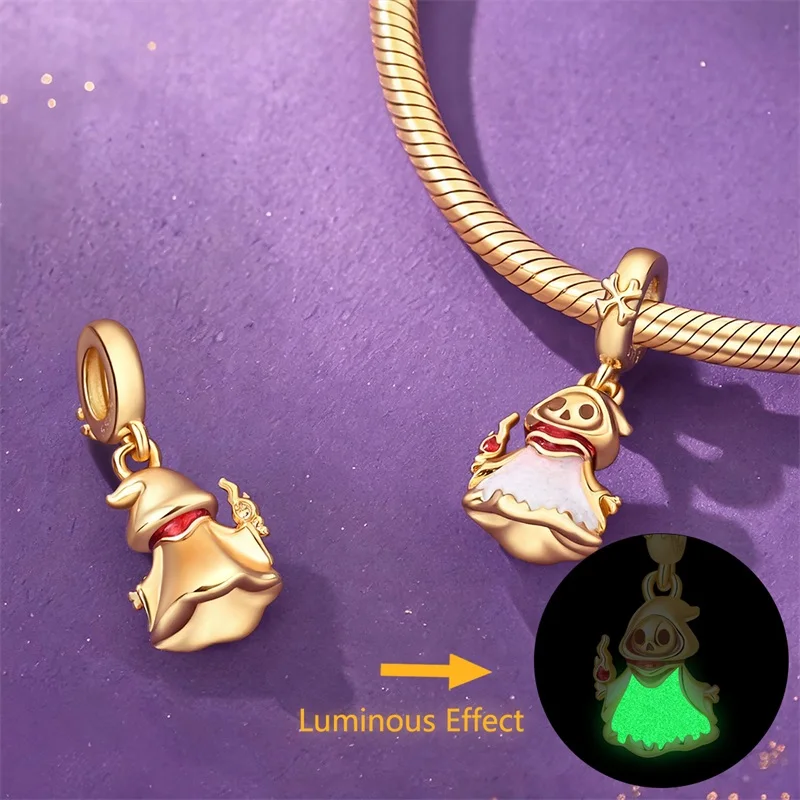 New 925 Sterling Silver Golden Magic Ghost Fire Charms Pendant Fit 3mm Original Bracelet DIY Women Exquisite Party Jewelry Gifts