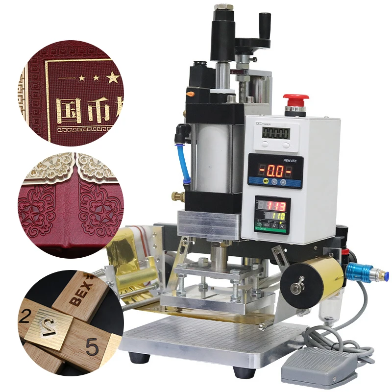 

High Quality Pneumatic Heat Transfer Mask Hot Stamping Machine for PVC Card Book Leather Wood Custom Logo Embossing Machine