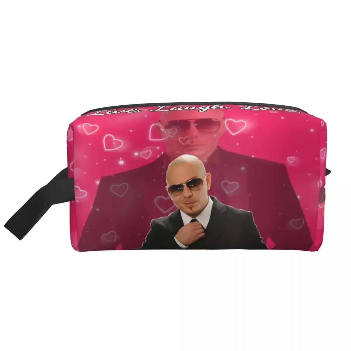 Mr. Rapper Pitbull Says Travel Toiletry Bag Women To Live Laugh Love Makeup Cosmetic Organizer Beauty Storage Dopp Kit