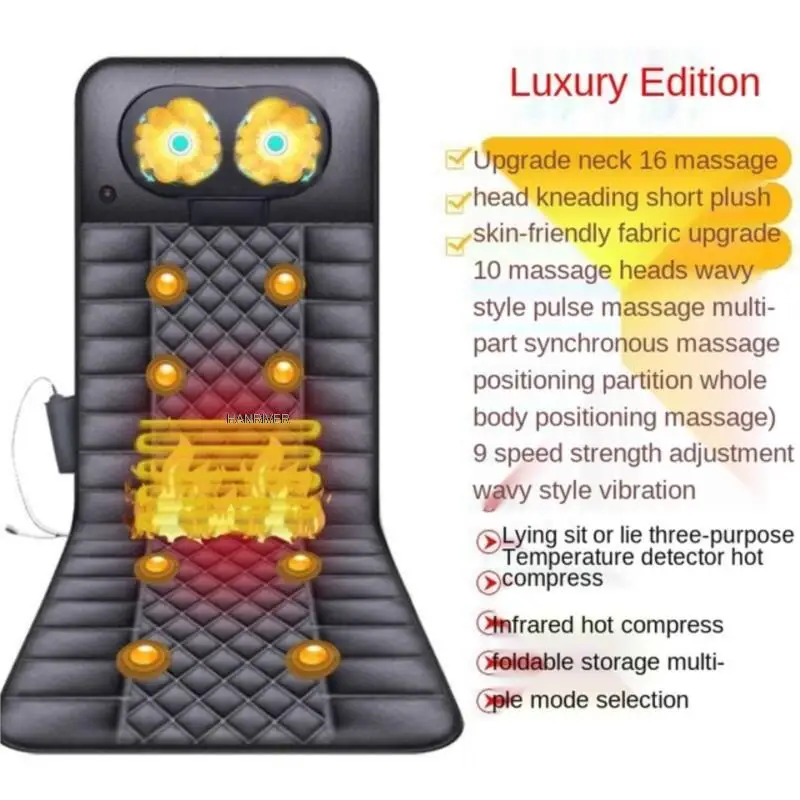 Cervical Spine Massager Full Body Electric Massage Cushion Suitable  Heating and Vibrating Neck and Waist for Home Office Car