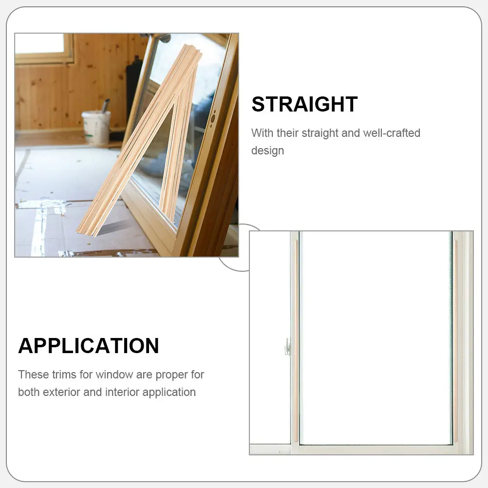 10Pcs Isosceles Triangle Wooden Window Molding Trim Easy Install Decorative Screen Window Trim for Home Bedroom Bathroom Kitchen