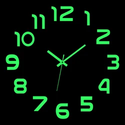 Wall Clock Modern Design Luminous Frameless Wall Clocks DIY Digital Clock Wall Stickers Silent Quartz Watch Home Decor Decal HOT